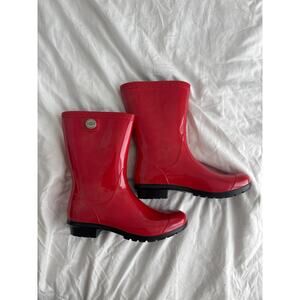 Ugg Boots Red Rain Boots Mid Length Womens 11.5
